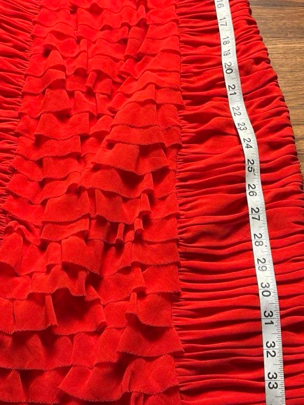 Red Ruffled Cache Dress - Picture 7 of 7